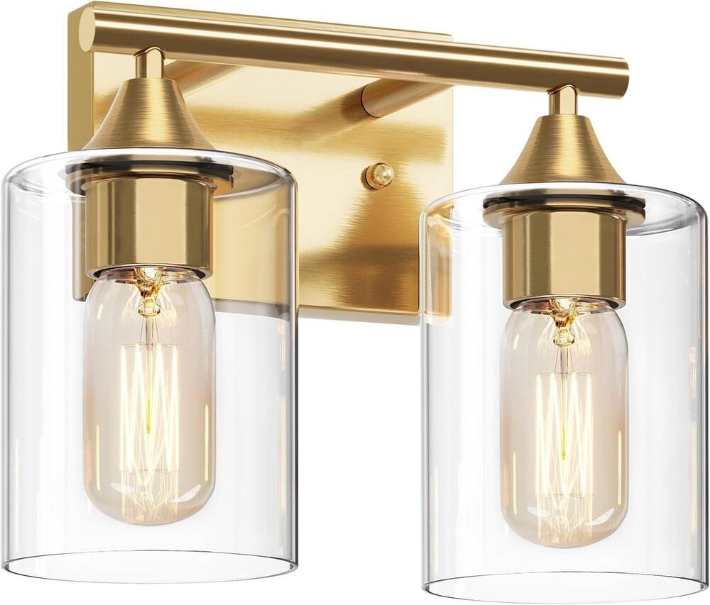 Modern Gold 2-Light Bathroom Vanity Sconce Wall Light Fixture Over Mirror